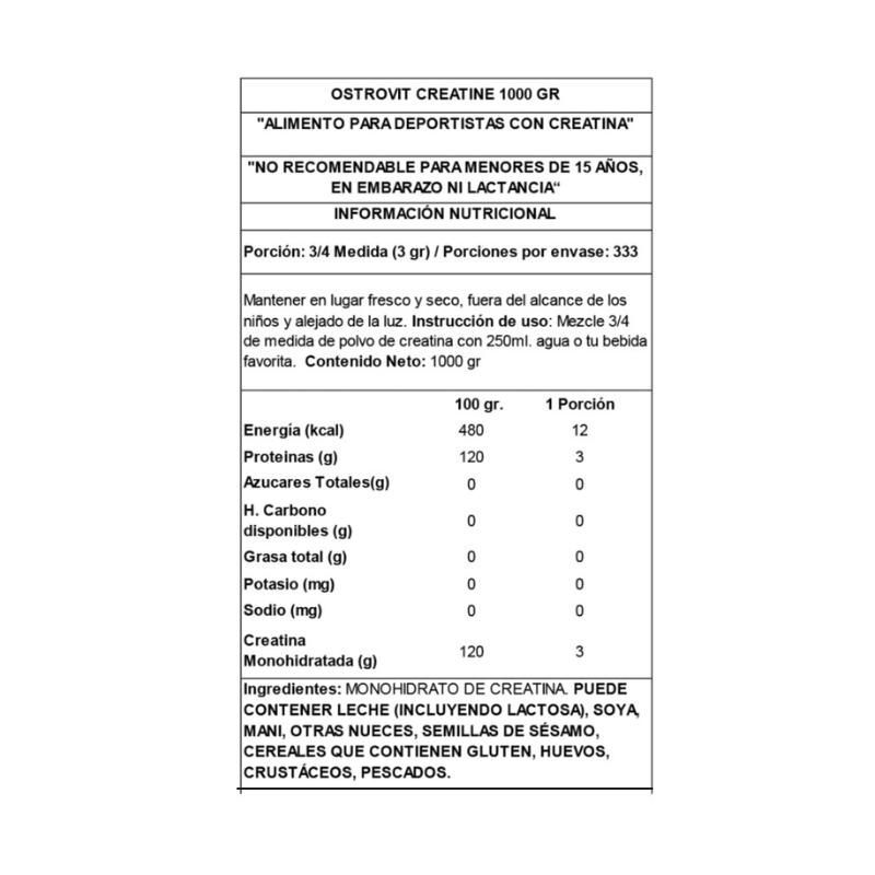 CREATINA OSTROVIT Monohydrate – 1.000 Grs