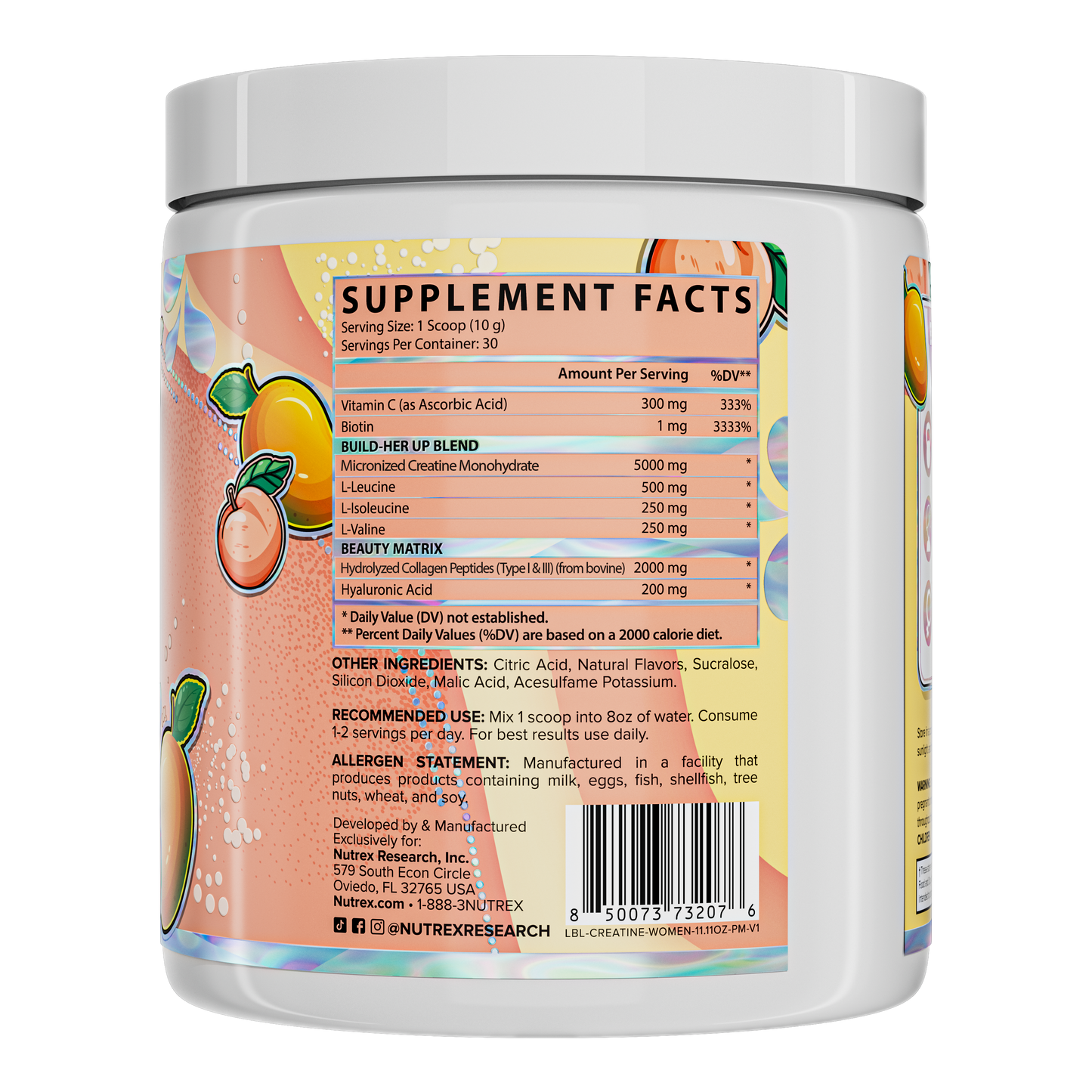 Creatine For Women + Booty & Beauty - 30 Servicios - Peach Mango - Nutrex