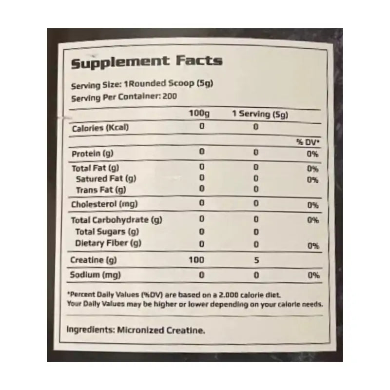 CREATINA HEXACORE 100% Pure Micronized – 1 kg / 200 servicios