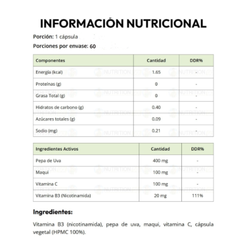 NAD + RESVERATROL Cápsula Vegetal – 60 caps / 60 servicios