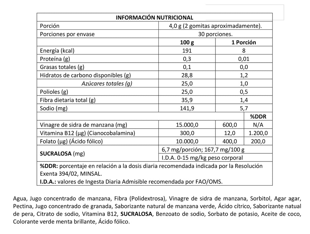 Gomitas con Vinagre de Manzana - 60 Unidades