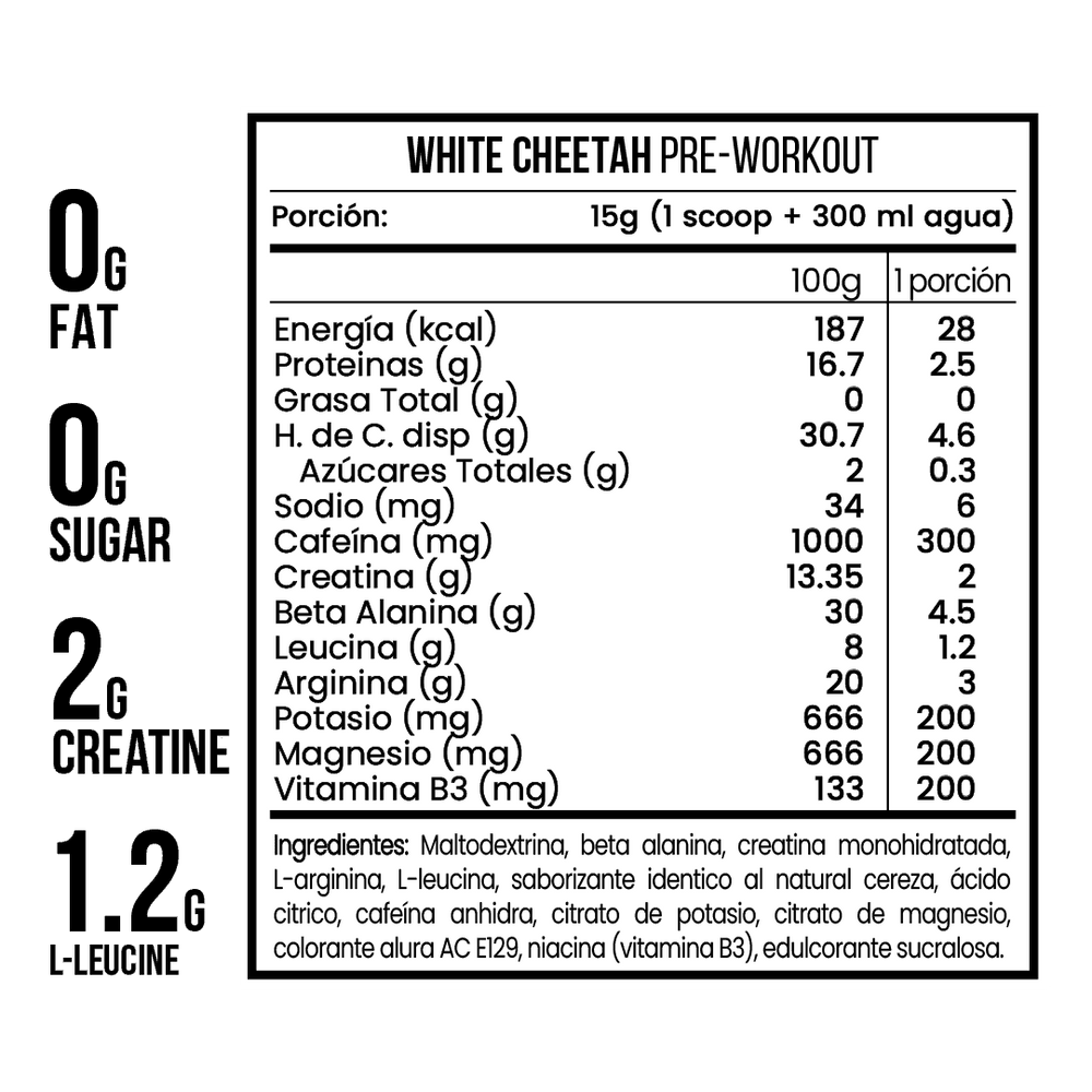 PRE WORKOUT WHITE CHEETAH 500 Gr
