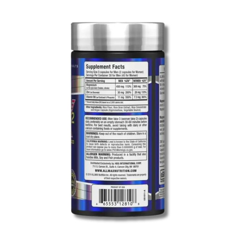 ZMX 2 – Suplemento de Zinc, Magnesio y Vitamina B6 – 90 cápsulas