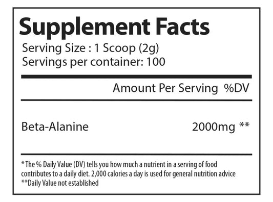Beta Alanina Alpha Supps 200 g | Suplemento Deportivo Sin Sabor