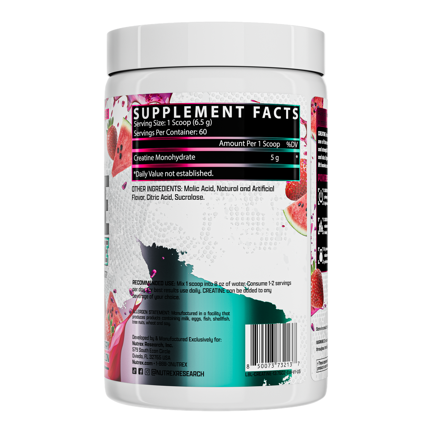 Monohidrato de Creatina, Strawberry Watermelon, 390 g (13,76 oz)