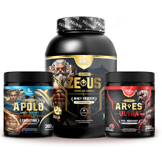 PROTEINA WHEY 2KG Vainilla + PRE ENTRENO ARES + CREATINA APOLO 300GR